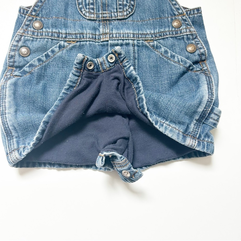 Vintage Baby GAP Blue Lined Denim Overall Shorts Beach Vacation Summer Spring - Picture 5 of 10